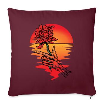 Soleil, Fleur, Mort, Squelette, Coucher De Soleil, Au-delà - Housse de coussin décorative 45 x 45 cm - bordeaux - Devant
