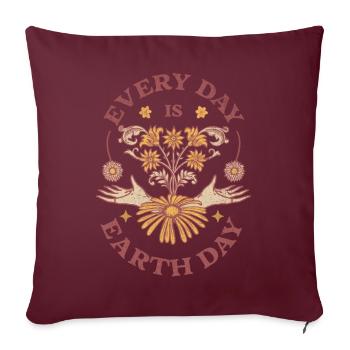 Chaque jour, c’est le Jour de la Terre - Housse de coussin décorative 45 x 45 cm - bordeaux - Devant