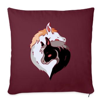 Chevaux, Cheval, Cheval, Poney, Jument, Poulain, Cavalier, Ross - Housse de coussin décorative 45 x 45 cm - bordeaux - Devant