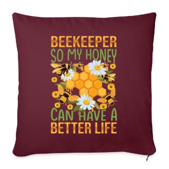 Juste du miel dans mon - Amoureux des abeilles - Housse de coussin décorative 45 x 45 cm - bordeaux - Devant