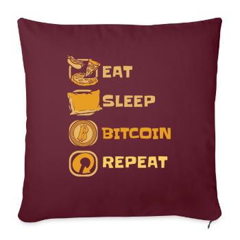 Manger dormir Bitcoin Répéter Crypto-monnaie Blockchain - Housse de coussin décorative 45 x 45 cm - bordeaux - Devant