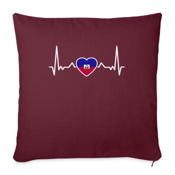 Haïti Heartbeat Drapeau haïtien Haïtien - Housse de coussin décorative 45 x 45 cm - bordeaux - Devant