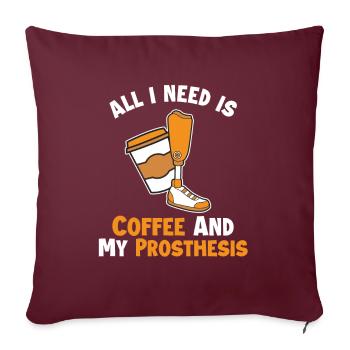 Kaffee und meine Prothese Prothese Fuß Benutzer Bein - Sofakissenbezug 45 x 45 cm - Burgunderrot - Vorne