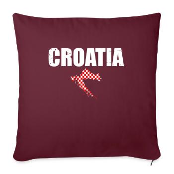 Croatie Vintage Croatie carte drapeau croate - Housse de coussin décorative 45 x 45 cm - bordeaux - Devant