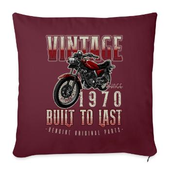 Moto Vintage Motards Motard Anniversaire 1970 - Housse de coussin décorative 45 x 45 cm - bordeaux - Devant