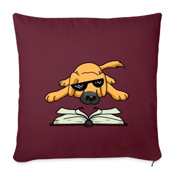 Meme chien lire livre animaux enfants enfants chiens - Housse de coussin décorative 45 x 45 cm - bordeaux - Devant