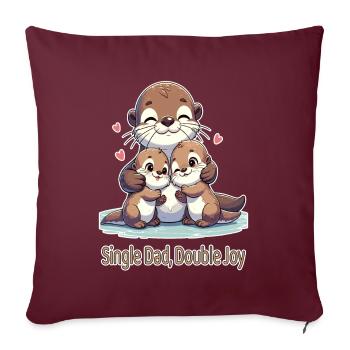 Famille de loutres, papa célibataire Double joie - Housse de coussin décorative 45 x 45 cm - bordeaux - Devant