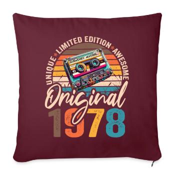 Vintage Né 1978 Anniversaire Original 1978 - Housse de coussin décorative 45 x 45 cm - bordeaux - Devant