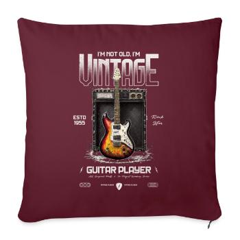 Je ne suis pas vieux je suis Vintage rétro 1955 guitariste - Housse de coussin décorative 45 x 45 cm - bordeaux - Devant