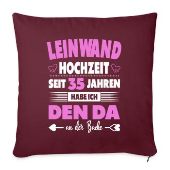 Hochzeitstag Paare 35 Jahre Ehe Leinwandhochzeit - Sofakissenbezug 45 x 45 cm - Burgunderrot - Vorne