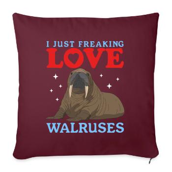 Cadeau de morse morse - Housse de coussin décorative 45 x 45 cm - bordeaux - Devant