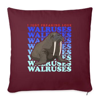 Cadeau de morse morse - Housse de coussin décorative 45 x 45 cm - bordeaux - Devant