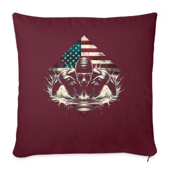Natation USA Flag Man Swimmer - Natation - Housse de coussin décorative 45 x 45 cm - bordeaux - Devant