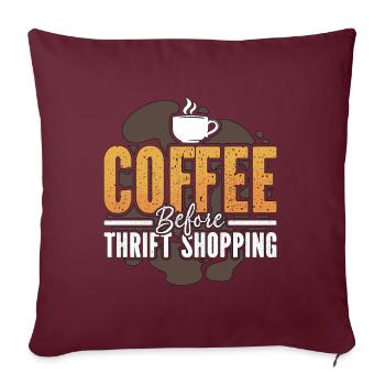 Friperie Marché aux puces Amateur de café - Housse de coussin décorative 45 x 45 cm - bordeaux - Devant