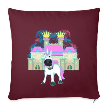 Château Roi Fable Licorne Conte De Fées Personnage Enfant Château - Housse de coussin décorative 45 x 45 cm - bordeaux - Devant