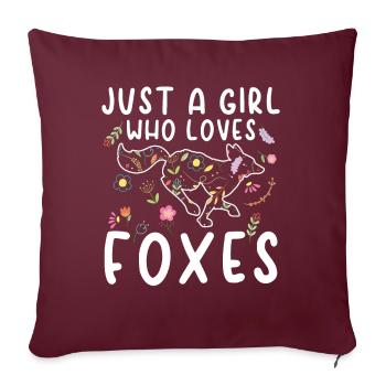 Cute Fox Lover Girl T-shirt - Sofa pillowcase 17,3'' x 17,3'' (45 x 45 cm) - burgundy - Front