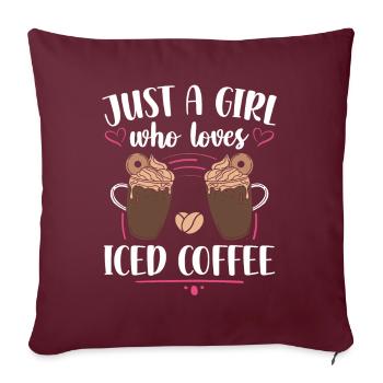 « fille aime le café glacé T-shirt d’été » - Housse de coussin décorative 45 x 45 cm - bordeaux - Devant