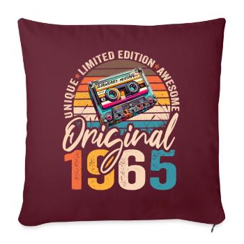 Vintage 1965 59e anniversaire Cassette 1965 - Housse de coussin décorative 45 x 45 cm - bordeaux - Devant