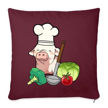 Porc, Légumes, Végétarien, Chef, Cuisinier, Sain - Housse de coussin décorative 45 x 45 cm - bordeaux - Devant