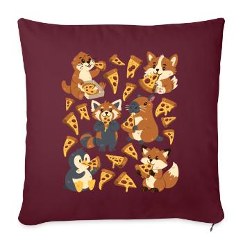 Pizza: Capybara, Fuchs, Corgi, Otter, Pinguin - Sofakissenbezug 45 x 45 cm - Burgunderrot - Vorne