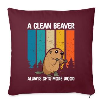 Drôle propre castor bois blague Tee - Housse de coussin décorative 45 x 45 cm - bordeaux - Devant