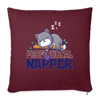 Professinonal sieste, chat, chats, bébé, chats - Housse de coussin décorative 45 x 45 cm - bordeaux - Devant