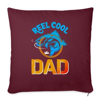 Moulinet cool papa pêche - Housse de coussin décorative 45 x 45 cm - bordeaux - Devant