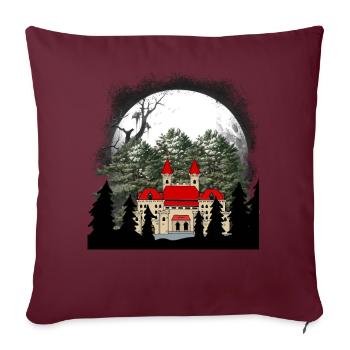 Conte de fées Château Moyen Âge Château Forteresse Sombre - Housse de coussin décorative 45 x 45 cm - bordeaux - Devant