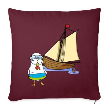 Hühner Matrosen Boot Meer See Segelboot Ahoi Kind - Sofakissenbezug 45 x 45 cm - Burgunderrot - Vorne