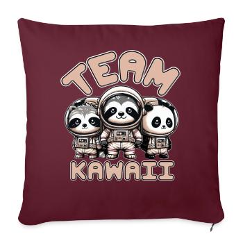 ASTRONAUTES DE L’ÉQUIPE KAWAII : PANDA, RATON LAVEUR ET PARESSEUX - Housse de coussin décorative 45 x 45 cm - bordeaux - Devant