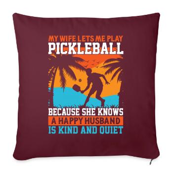 Le mari d’un joueur de pickleball aime - Housse de coussin décorative 45 x 45 cm - bordeaux - Devant