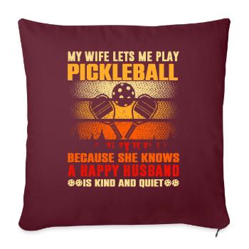 Le mari d’un joueur de pickleball aime - Housse de coussin décorative 45 x 45 cm - bordeaux - Devant