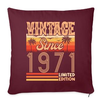 anniversaire 1971. Vintage né en 1971 anniversaire - Housse de coussin décorative 45 x 45 cm - bordeaux - Devant