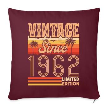 anniversaire 1962. Vintage né en 1962 anniversaire - Housse de coussin décorative 45 x 45 cm - bordeaux - Devant