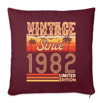 anniversaire 1982. Vintage né en 1982 anniversaire - Housse de coussin décorative 45 x 45 cm - bordeaux - Devant