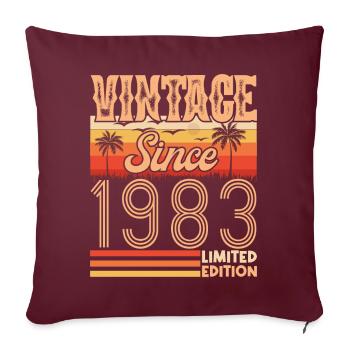 anniversaire 1983. Vintage né en 1983 anniversaire - Housse de coussin décorative 45 x 45 cm - bordeaux - Devant