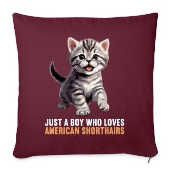 Chat Chats American Shorthair - Housse de coussin décorative 45 x 45 cm - bordeaux - Devant
