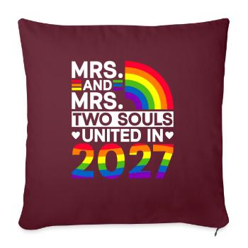 Femme et Mme 2027 Gay Pride Mariage Gay Mariage - Housse de coussin décorative 45 x 45 cm - bordeaux - Devant