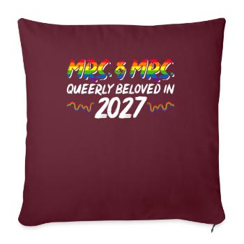 Frau & Frau 2027 Hochzeit Homo-Ehe - Sofakissenbezug 45 x 45 cm - Burgunderrot - Vorne