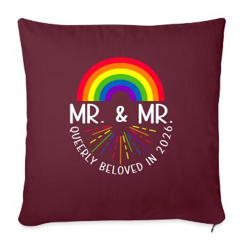 Mr. & Mr. 2026 Gay Pride Hochzeit Homo-Ehe - Sofakissenbezug 45 x 45 cm - Burgunderrot - Vorne