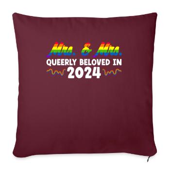 Mrs. & Mrs. 2024 Gay Pride Hochzeit Homo-Ehe - Sofakissenbezug 45 x 45 cm - Burgunderrot - Vorne
