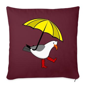 Seagull yellow Umbrella red Rain boots - Sofakissenbezug 45 x 45 cm - Burgunderrot - Vorne