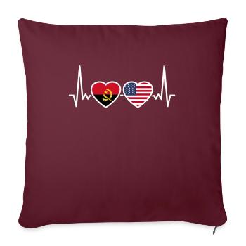 Angola USA Herzschlag Flagge Amerikaner Angolaner - Sofakissenbezug 45 x 45 cm - Burgunderrot - Vorne