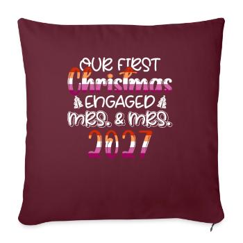 Premier Noël Fiancé Femme Et Femme 2027 Gay - Housse de coussin décorative 45 x 45 cm - bordeaux - Devant