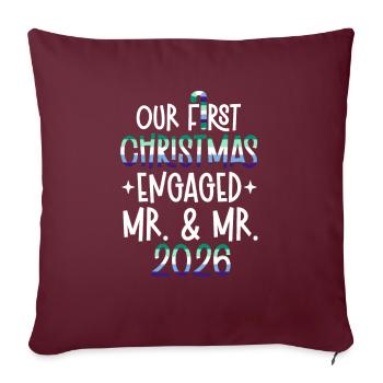Mr. & Mr. 2026 Erste Weihnachts-Homoehe - Sofakissenbezug 45 x 45 cm - Burgunderrot - Vorne