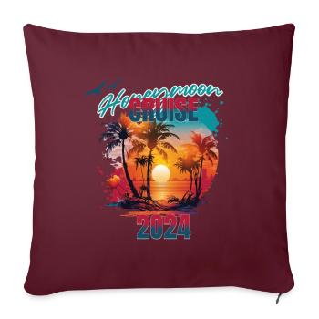 T-shirt « Croisière Lune de Miel Pour Couples 2024 » - Housse de coussin décorative 45 x 45 cm - bordeaux - Devant