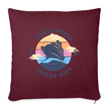 T-shirt « Croisière Lune de Miel Pour Couples 2024 » - Housse de coussin décorative 45 x 45 cm - bordeaux - Devant
