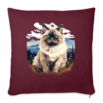Birman Cat Birma Katze - Sofakissenbezug 45 x 45 cm - Burgunderrot - Vorne