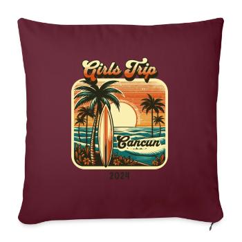 Cancun Girls Trip 2024 Fiesta Tee - Sofakissenbezug 45 x 45 cm - Burgunderrot - Vorne