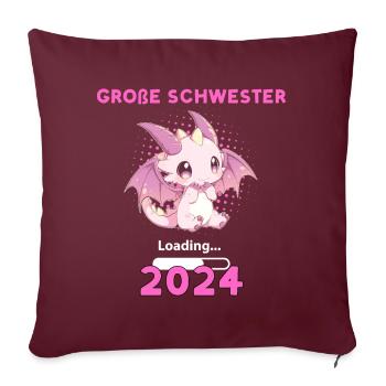 Große Schwester 2024 Loading - Sofakissenbezug 45 x 45 cm - Burgunderrot - Vorne